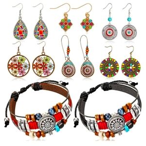 8 Piece Bohemian Vintage Earrings & Bracelets NWT